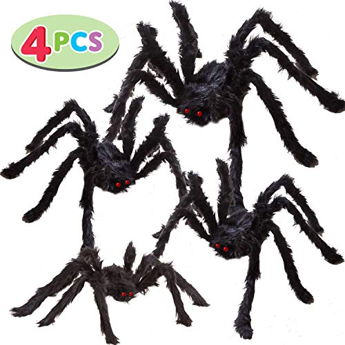 Large Hairy Red-Eyed and Long Legged Black Halloween Spiders For Your ...